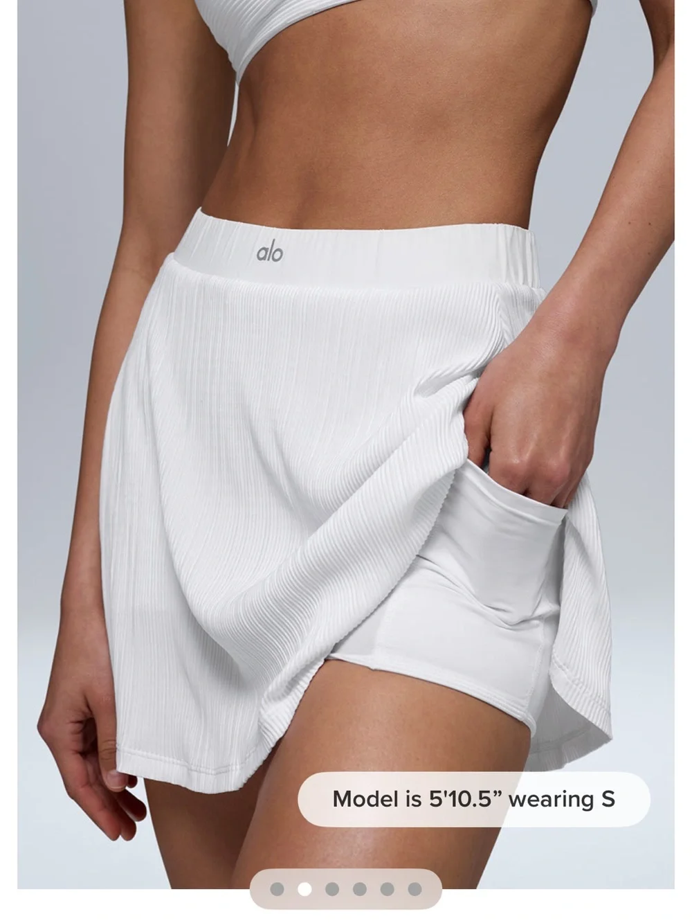 ALO Yoga White Pleated Tennis Mini Skirt